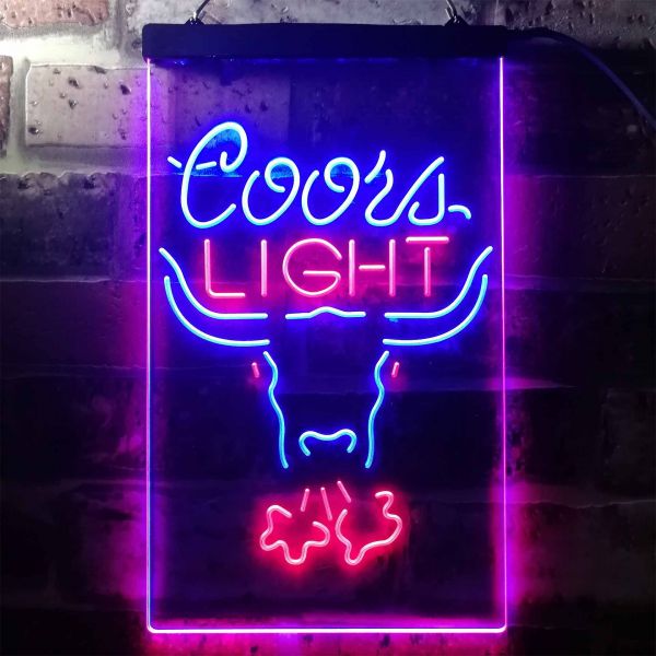 Coors Light Bull Dual LED Neon Light Sign